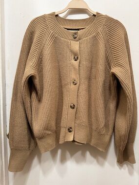 Banana Republic Camel Ribbed Button-Front Cardigan